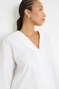 Camicia ampia in tela - Bianco