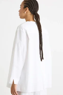 Camicia ampia in tela - Bianco