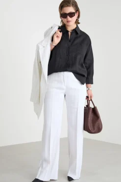 Camicia ampia in tela - Nero