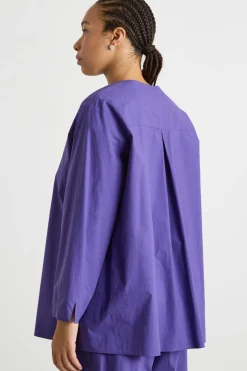 Camicia ampia in tela - Viola