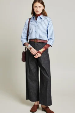Camicia a righe - Celeste