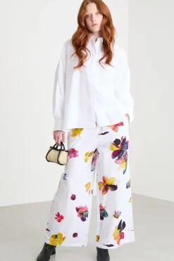 Camicia asimmetrica con maniche a pieghe - Bianco