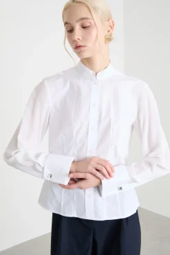 Camicia bimateriale - Bianco