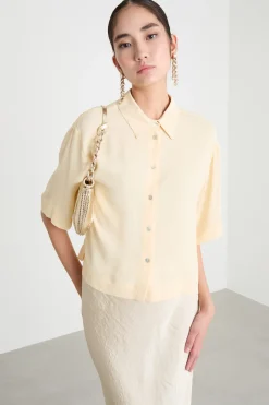 Camicia boxy a maniche corte - Giallo