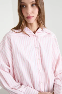 Camicia boxy - Bianco Rosa