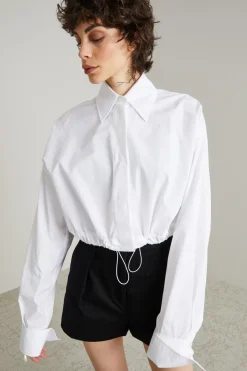 Camicia boxy con coulisse - Bianco