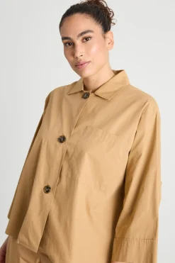 Camicia boxy con fondo ampio - Cammello