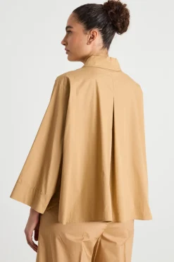Camicia boxy con fondo ampio - Cammello