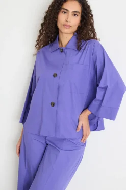 Camicia boxy con fondo ampio - Viola