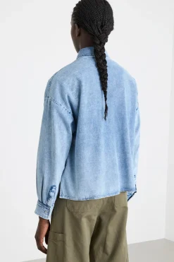 Camicia boxy con fondo asimmetrico - Azzurro