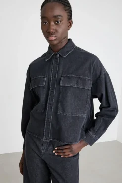 Camicia boxy con fondo asimmetrico - Nero