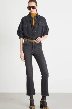 Camicia boxy con fondo asimmetrico - Nero