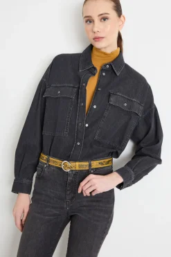Camicia boxy con fondo asimmetrico - Nero