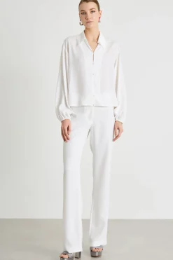 Camicia boxy con maniche ampie - Bianco