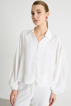 Camicia boxy con maniche ampie - Bianco