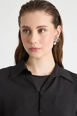 Camicia boxy con maniche ampie - Nero