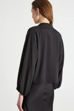 Camicia boxy con maniche ampie - Nero