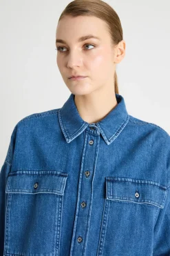 Camicia boxy in jeans - Blu