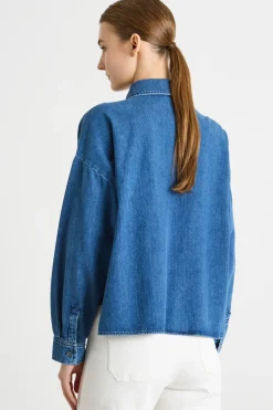Camicia boxy in jeans - Blu