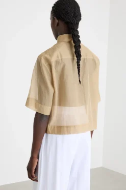 Camicia boxy in mussola - Cammello