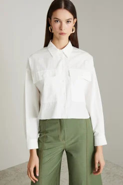 Camicia boxy in popeline - Bianco