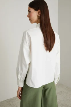 Camicia boxy in popeline - Bianco