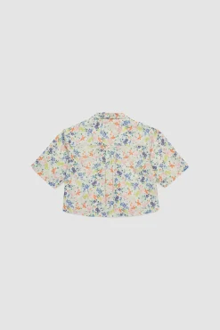 Camicia boxy in popeline floreale BAMBINI - Bianco