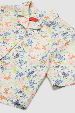 Camicia boxy in popeline floreale BAMBINI - Bianco