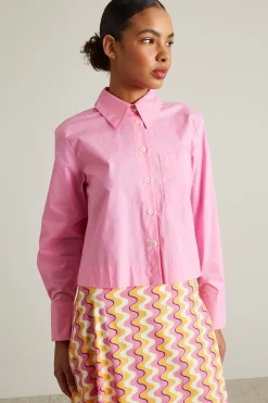 Camicia boxy in popeline - Rosa