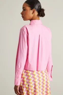 Camicia boxy in popeline - Rosa