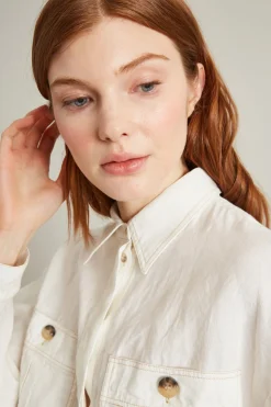 Camicia boxy in puro lino - Bianco