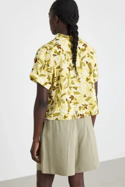 Camicia boxy in tela fantasia - Bianco Giallo Verde