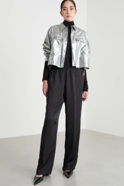 Camicia boxy lamé - Argento