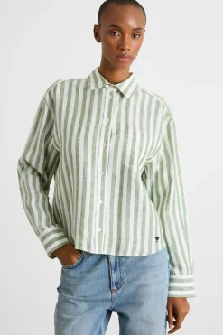 Camicia boxy - Verde Bianco