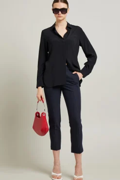 Camicia con accessorio a fiore - Nera