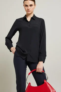Camicia con accessorio a fiore - Nera
