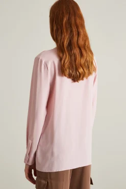 Camicia con accessorio a fiore - Rosa