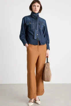 Camicia con applicazione floreale - Blu