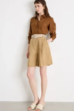 Camicia con bottoni nascosti - Marrone