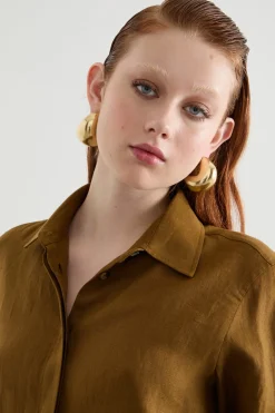 Camicia con bottoni nascosti - Verde