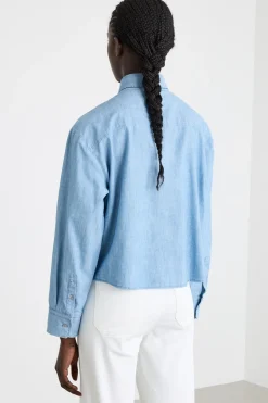 Camicia con colletto ricamato - Azzurro