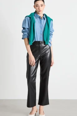 Camicia con colletto ricamato - Azzurro