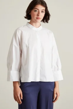 Camicia con collo alla coreana - Bianco