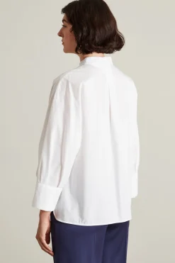 Camicia con collo alla coreana - Bianco