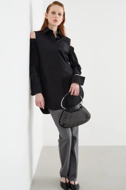 Camicia con cut-out sulle spalle - Nero