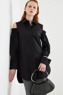 Camicia con cut-out sulle spalle - Nero