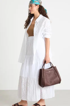Camicia con inserti sangallo - Bianco