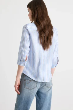 Camicia con manica a tre quarti - Bianco Azzurro