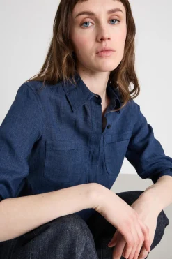 Camicia con manica a tre quarti - Blu