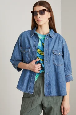 Camicia con maniche ampie - Blu